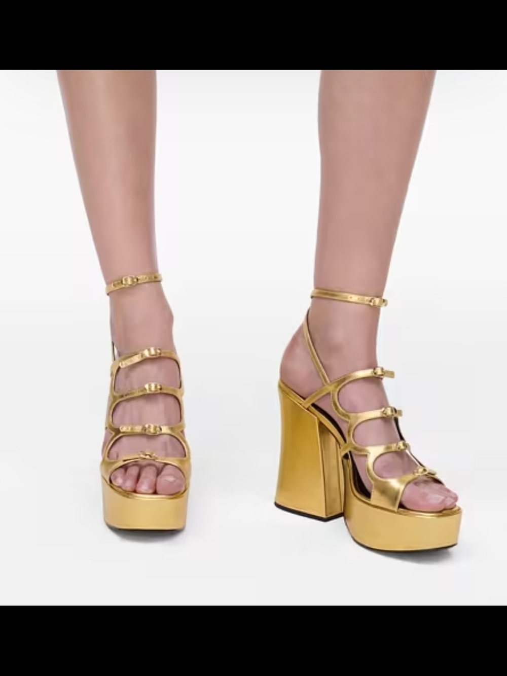 Marc Jacobs The Metallic Leather KiKi Platform Sandal EU 40 US 10 - Picture 9 of 13